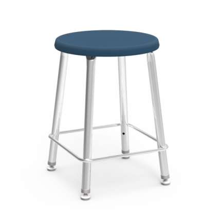 120 Series Stool: Durable tubular steel frame with injection-molded polypropylene soft plastic seat, available in fixed and adjustable heights.