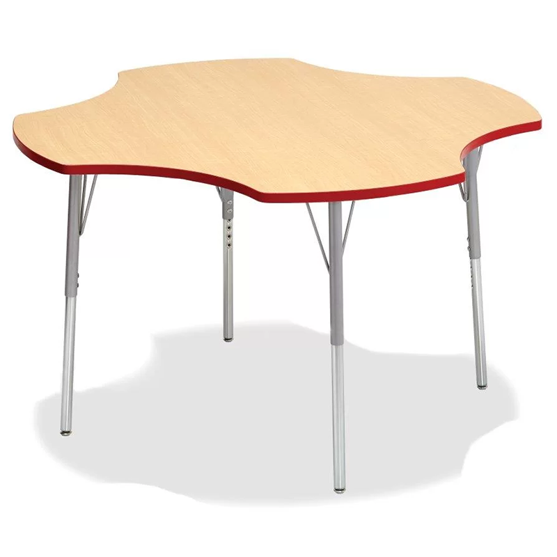 48-inch Clover Activity Table with High Pressure Laminate (HPL) Writing Surface, Round Corner PVC Edge, and Adjustable Height