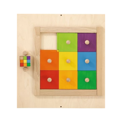 Colorful Squares Sensory Wall Activity Panel - Engaging sensory play with movable colored squares for children's exploration and learning experiences.