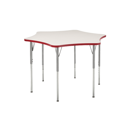 Caribou Spur Table - 48 inch with 1 1/8” High Pressure Laminate top, round corner PVC edge, welded V-shaped braces, adjustable height, and powder coat finish.