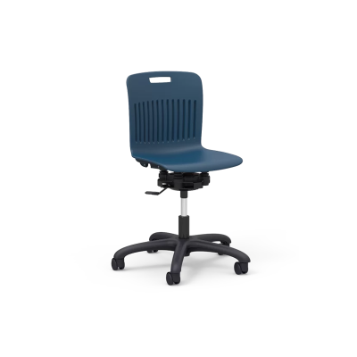 The ANALOGY R2M Mobile Task Chair is shown, featuring a height-adjustable seat and ergonomic design for comfort and mobility in modern workspaces.