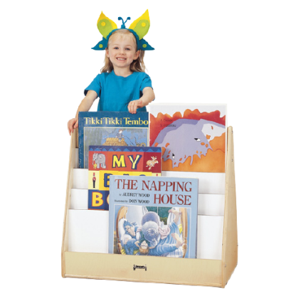 Big Book Pick-a-Book Stand - Four shelves for big books, Write-n-Wipe partitions, 27.5" H x 30" W x 16.5" D