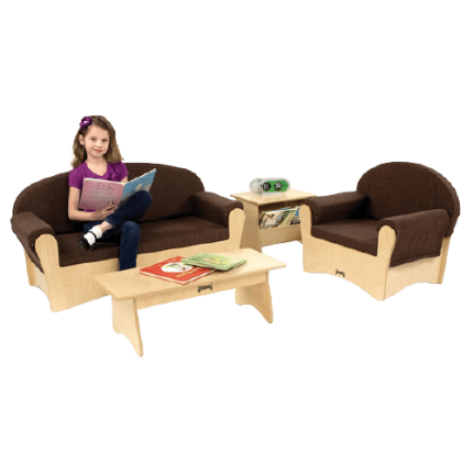 Komfy Living Room 4-Piece Set - Durable, child-sized furniture designed for comfort and learning in educational environments