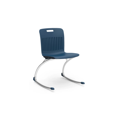The Analogy Rocking Chair is depicted, featuring a sleek design with ergonomic support for healthy movement and sensory engagement in educational settings.