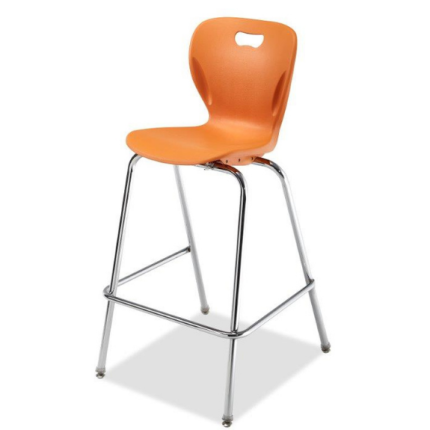 Explorer Cafe Height 4-Leg Chair - Durable polypropylene seat shell, chrome frame, available in 24" or 30". CAL 133 compliant