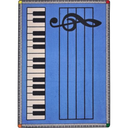 A colorful and inviting rug designed to foster musical exploration and play for children.