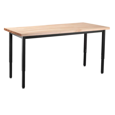 Heavy Duty Table with Butcher Block Top, 24 x 48 inches, black steel frame, ideal for Makerspaces and STEM Labs.