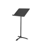 Melody Music Stand - durable aluminum construction, adjustable height, black textured finish, ideal for musicians and speakers.