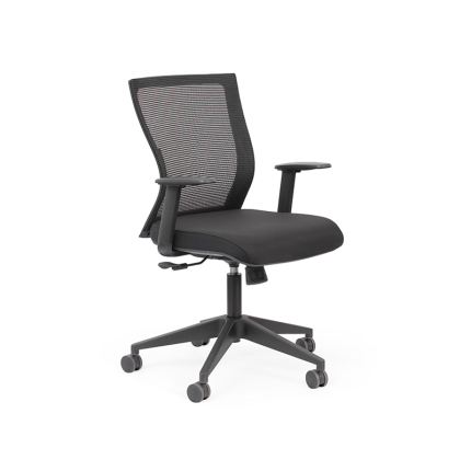 Balance Task Chair featuring suspended mesh back support, adjustable armrests, and ergonomic design for modern workspaces