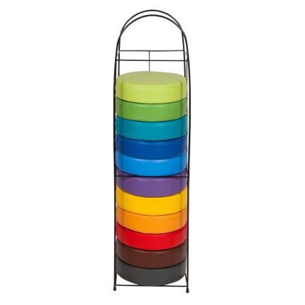 Colorful Rainbow Floor Cushions with non-slip backs, perfect for creating a cozy and vibrant reading or storytelling space