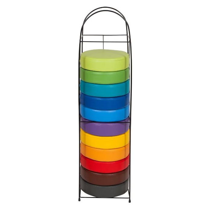 Rainbow Floor Cushions Colorful Rainbow Floor Cushions with non-slip backs, perfect for creating a cozy and vibrant reading or storytelling space
