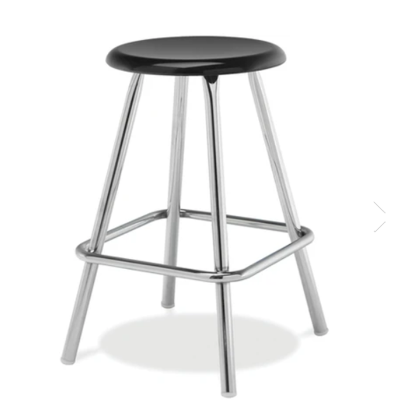 A sturdy Grizzly Hard Plastic Top Stool with welded foot ring for stability, ideal for classrooms, labs, and versatile environments.