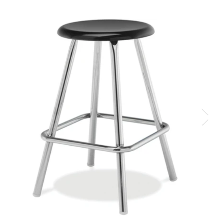 A sturdy Grizzly Hard Plastic Top Stool with welded foot ring for stability, ideal for classrooms, labs, and versatile environments.