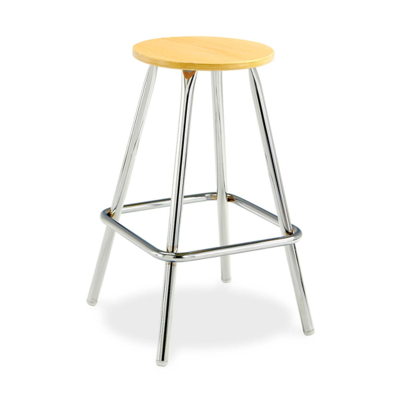 Sturdy Grizzly Hard Wood Stool with birch plywood seat and chrome frame, suitable for classrooms, labs, and versatile environments.