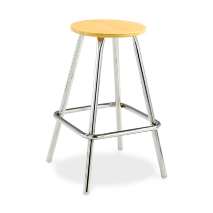 Sturdy Grizzly Hard Wood Stool with birch plywood seat and chrome frame, suitable for classrooms, labs, and versatile environments.