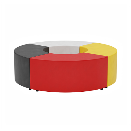 A set of four ottomans in 18" high, featuring colours symbolizing the 4 cardinal directions