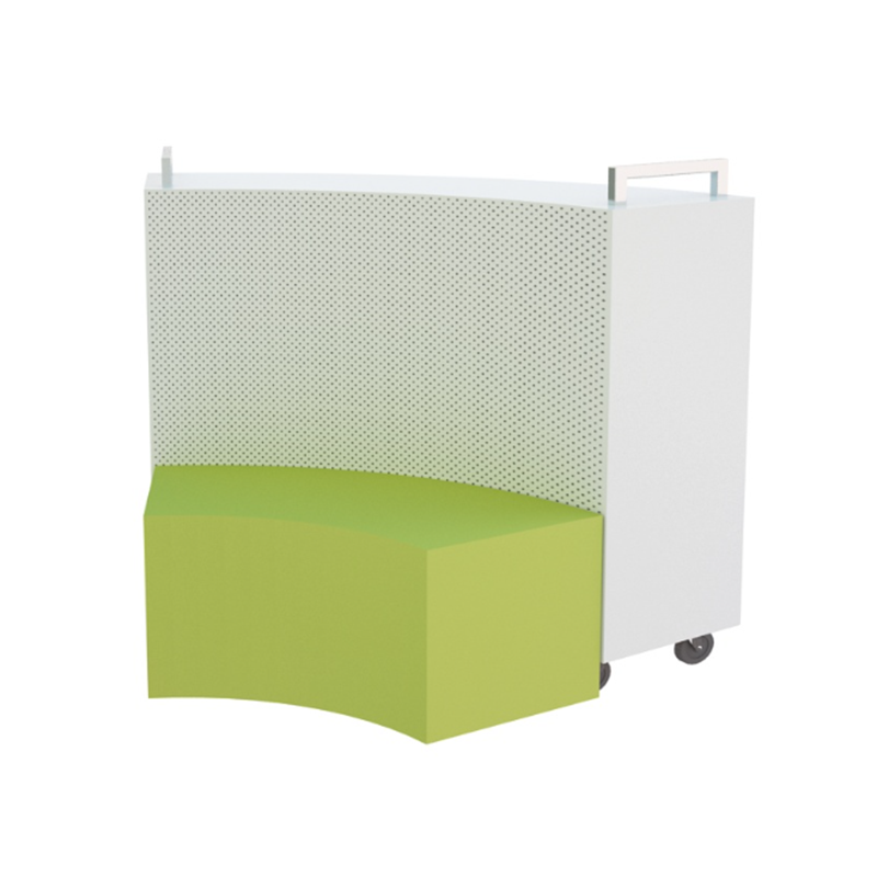 Single Sided Curved Shelf With Ottoman Single Sided Curved Shelf with Ottoman featuring adjustable shelves, heavy-duty casters, and stylish design for offices and classrooms